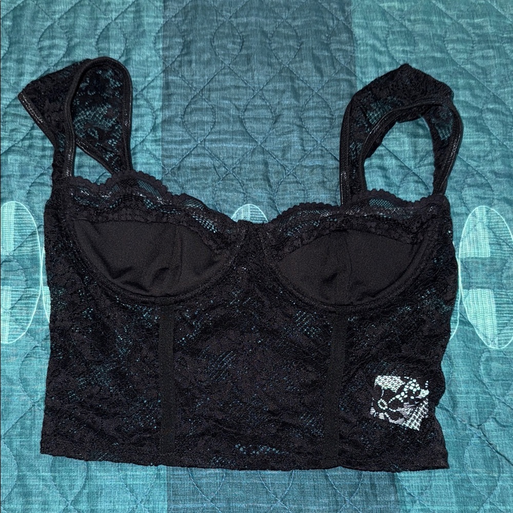 SHEIN Black Lace Crop Top